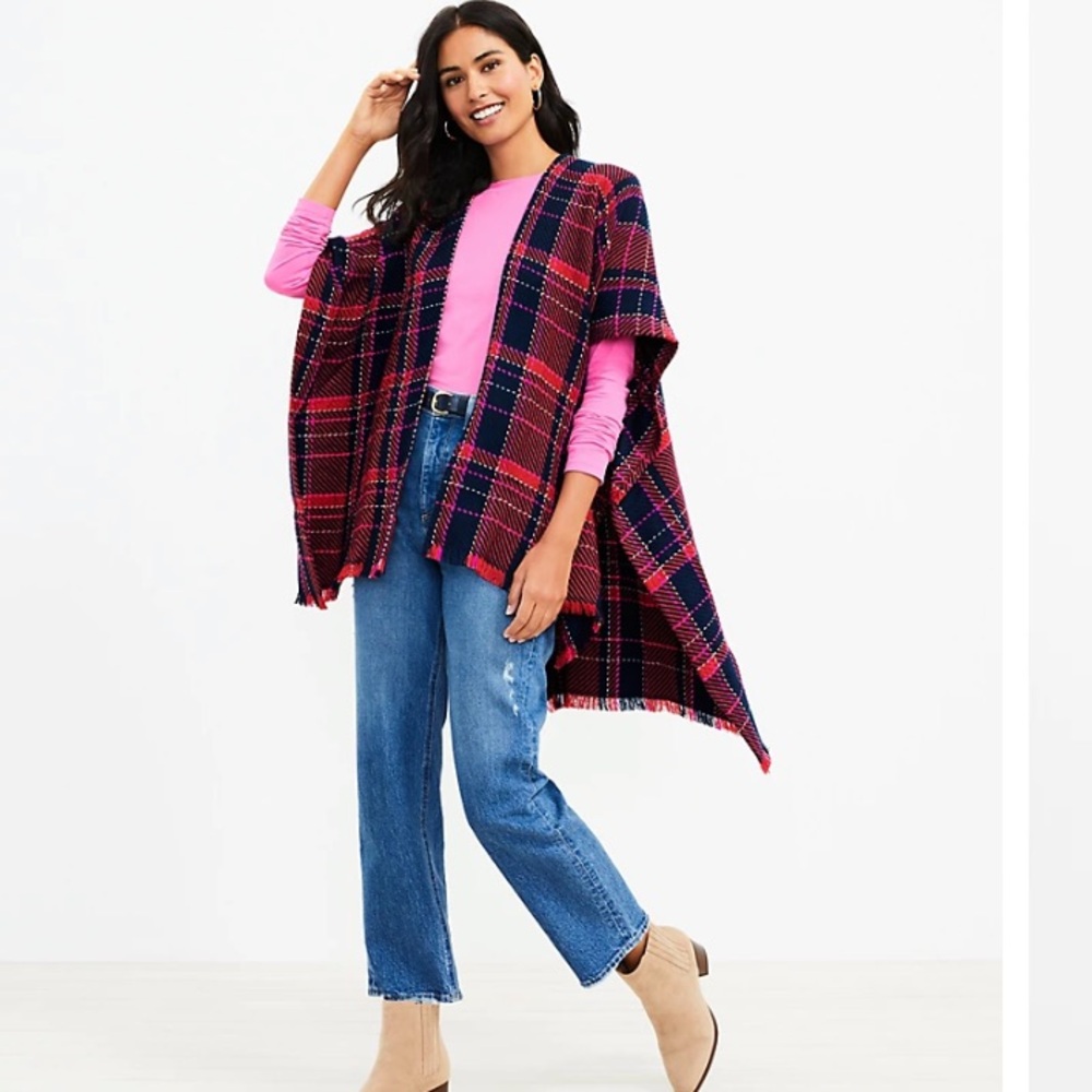 NWT LOFT Ruby Rust Plaid Wrap